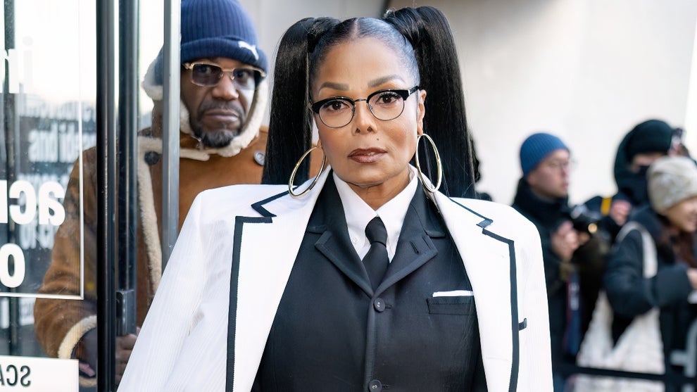 Singer/actress Janet Jackson is seen arriving to the Thom Browne fashion show during New York Fashion Week at The Shed on February 14, 2024 in New York City