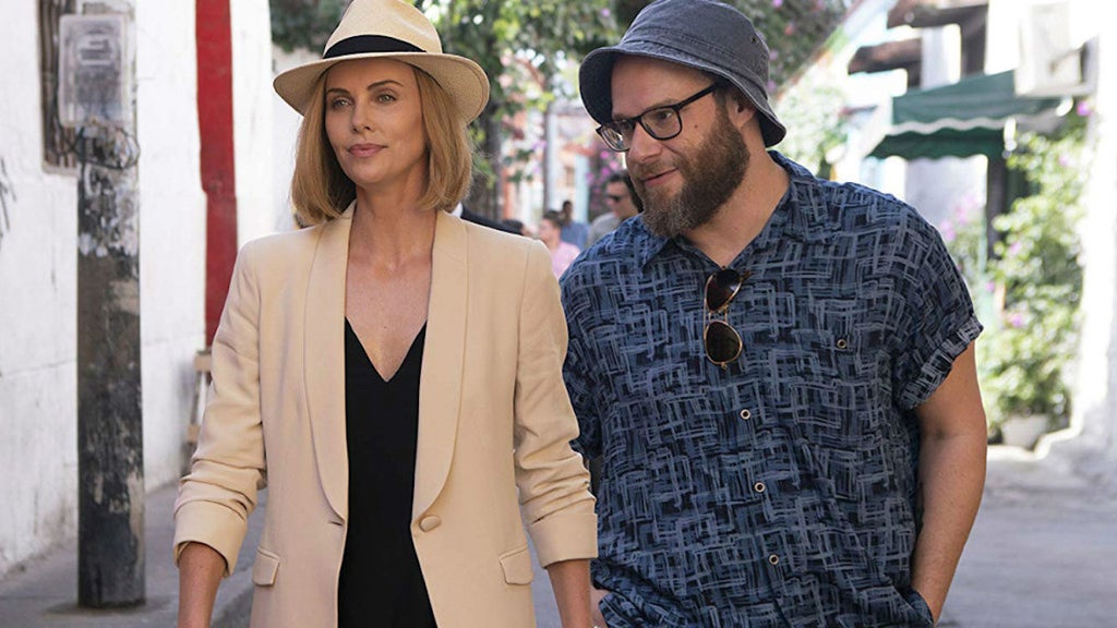 Charlize Theron and Seth Rogen in "Long Shot" (Credit: Phillipe Bossé/Lionsgate)