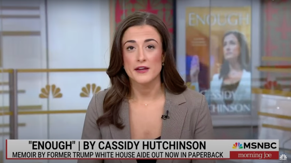 Cassidy Hutchinson, former White House aide to Donald Trump, on Morning Joe (Credit: MSNBC)