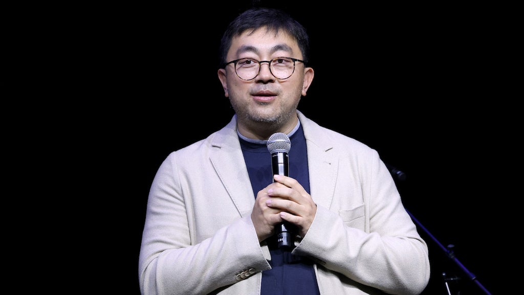 Joey Jia speaks during the Crazy Maple Studio and Screencraft Celebration of the Launch of Their Screenwriting Competition at NeueHouse Hollywood (Credit: Jesse Grant/Getty Images)