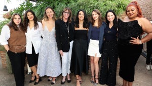 Beanie Feldstein, Joanna Calo, Olivia Wilde, Jane Rosenthal, Sophia Youssef, Céline Bava-Helms, Lucy Liu and Da’Vine Joy Randolph at Through Her Lens: The Tribeca Chanel Women's Filmmaker Program cocktail event in NYC