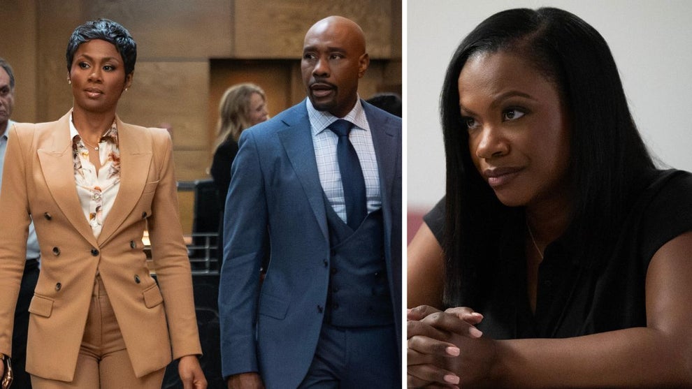 Emayatzy Corinealdi, Morris Chestnut and Kandi Burruss in "Reasonable Doubt" Season 2 (Disney/Crystal Powers)