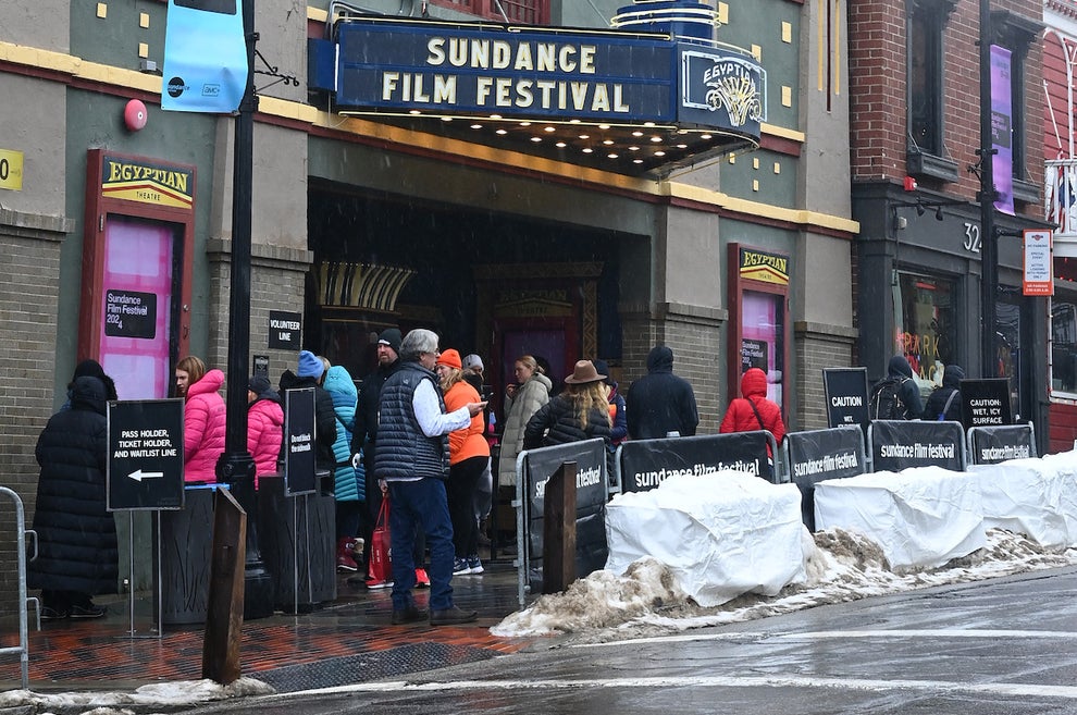 The historic Egyptian Theatre is seen in the snow at Park City during the 2024 Sundance Film Festival on January 21, 2024 in Park City, Utah. (Credit: Araya Doheny/Getty Images)