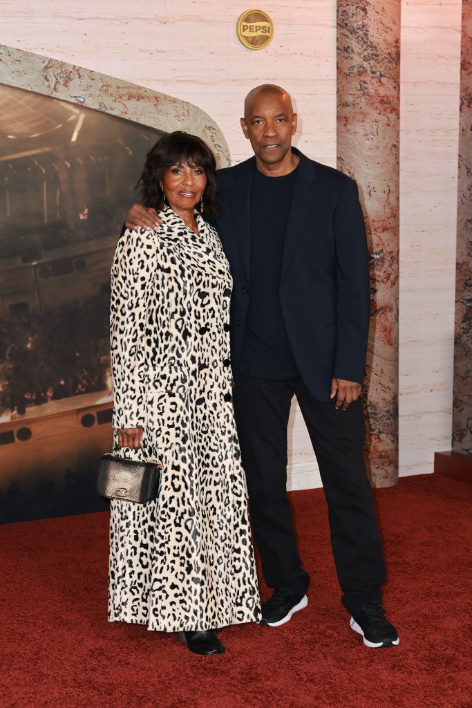 HOLLYWOOD, CALIFORNIA - NOVEMBER 18: (L-R) Pauletta Washington and Denzel Washington attend the Los Angeles premiere of Paramount Pictures' "Gladiator II" at TCL Chinese Theatre on November 18, 2024 in Hollywood, California. (Photo by Matt Winkelmeyer/Getty Images)