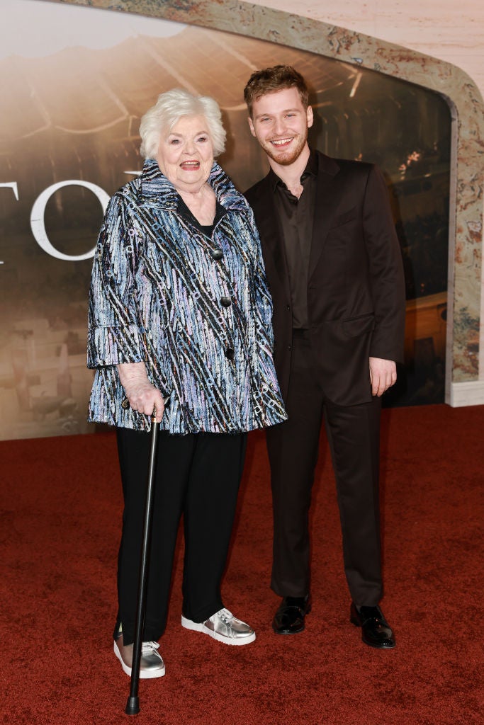 HOLLYWOOD, CALIFORNIA - NOVEMBER 18: (L-R) June Squibb and Fred Hechinger attend the Los Angeles premiere of Paramount Pictures' "Gladiator II" at TCL Chinese Theatre on November 18, 2024 in Hollywood, California. (Photo by Matt Winkelmeyer/Getty Images)