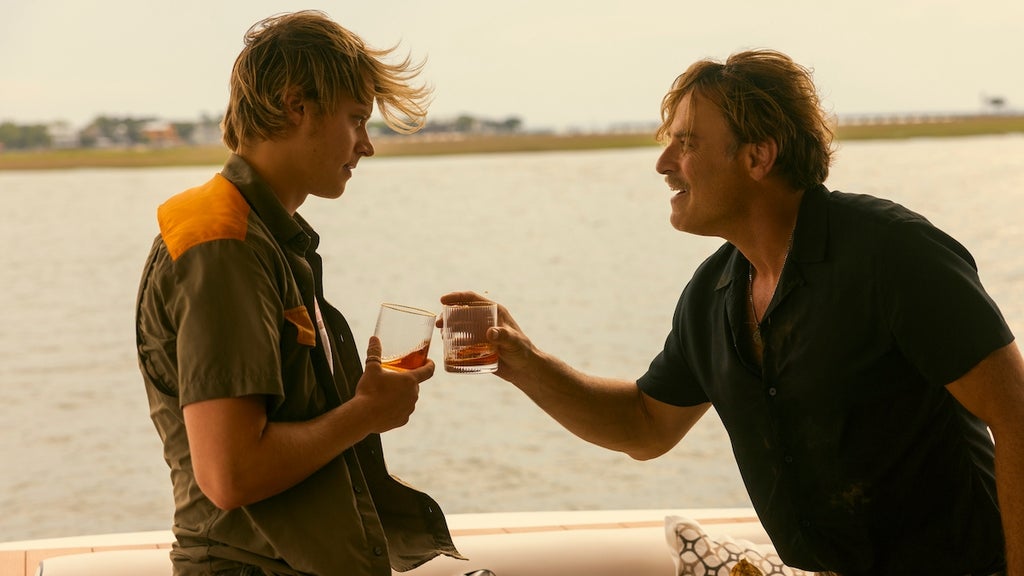 Rudy Pankow as JJ, Tony Crane as Groff in "Outer Banks" (Credit: Jackson Lee Davis/Netflix)