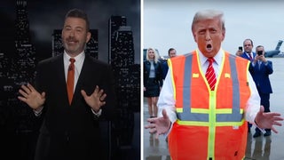 Jimmy Kimmel Says Trump’s Garbage Worker Vest Will ‘Come in Handy’ When He’s ‘Picking Up Trash With the Other Inmates’