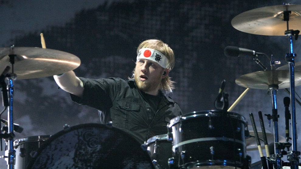 Drummer Bob Bryar of My Chemical Romance performs in concert at the Tweeter Center in Camden New Jersey