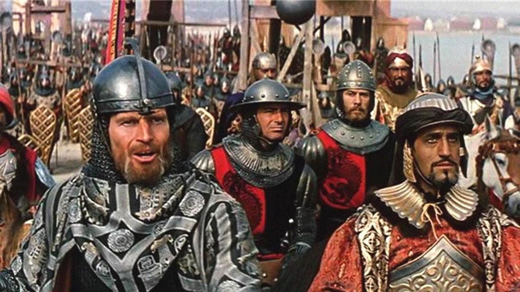 Charlton Heston (left) in "El Cid"