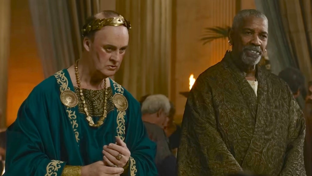 Tim McInnerny (left) as Senator Thraex in "Gladiator II"