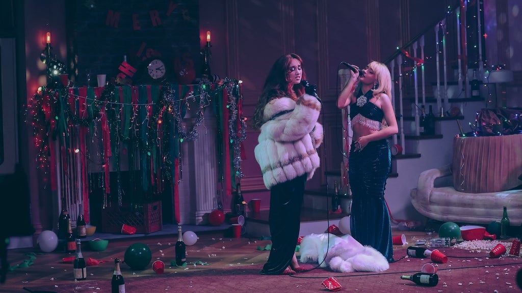 Chappell Roan and Sabrina Carpenter in "A Nonsense Christmas" (Credit: Alfredo Flores/Netflix)