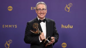 ohn Oliver, winner of the Outstanding Scripted Variety Series for “Last Week Tonight with John Oliver”, poses in the press room during the 76th Primetime Emmy Awards at Peacock Theater on September 15, 2024 in Los Angeles, California
