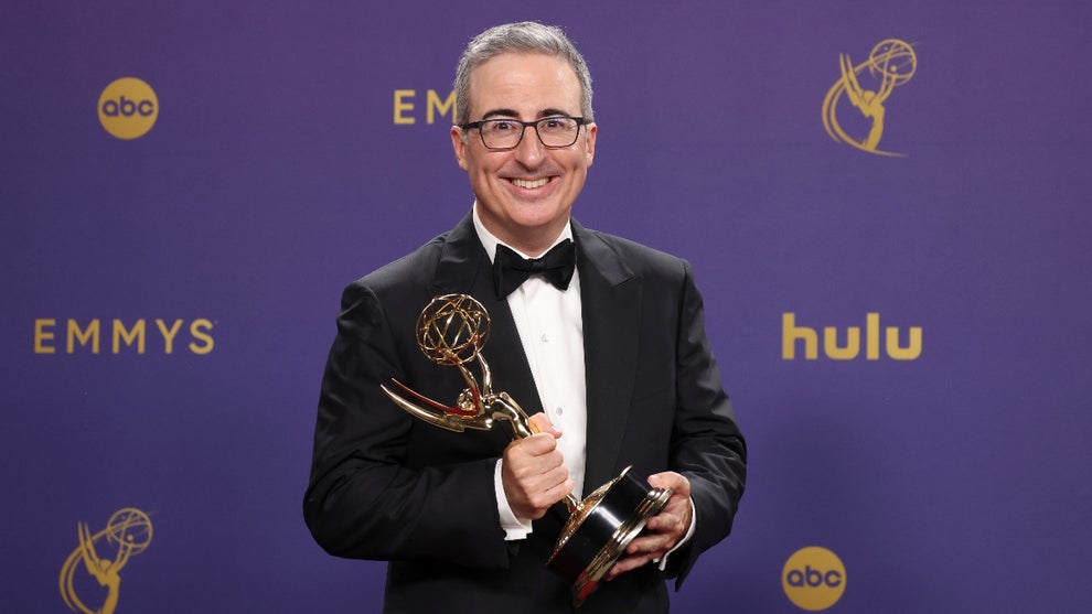 ohn Oliver, winner of the Outstanding Scripted Variety Series for “Last Week Tonight with John Oliver”, poses in the press room during the 76th Primetime Emmy Awards at Peacock Theater on September 15, 2024 in Los Angeles, California