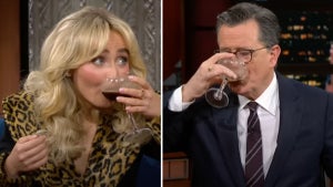 Sabrina Carpenter and Stephen Colbert on "The Late Show With Stephen Colbert" (CBS)