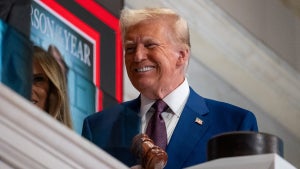President-elect Donald Trump rings the opening bell on the trading floor of the New York Stock Exchange (NYSE) on December 12, 2024 in New York City