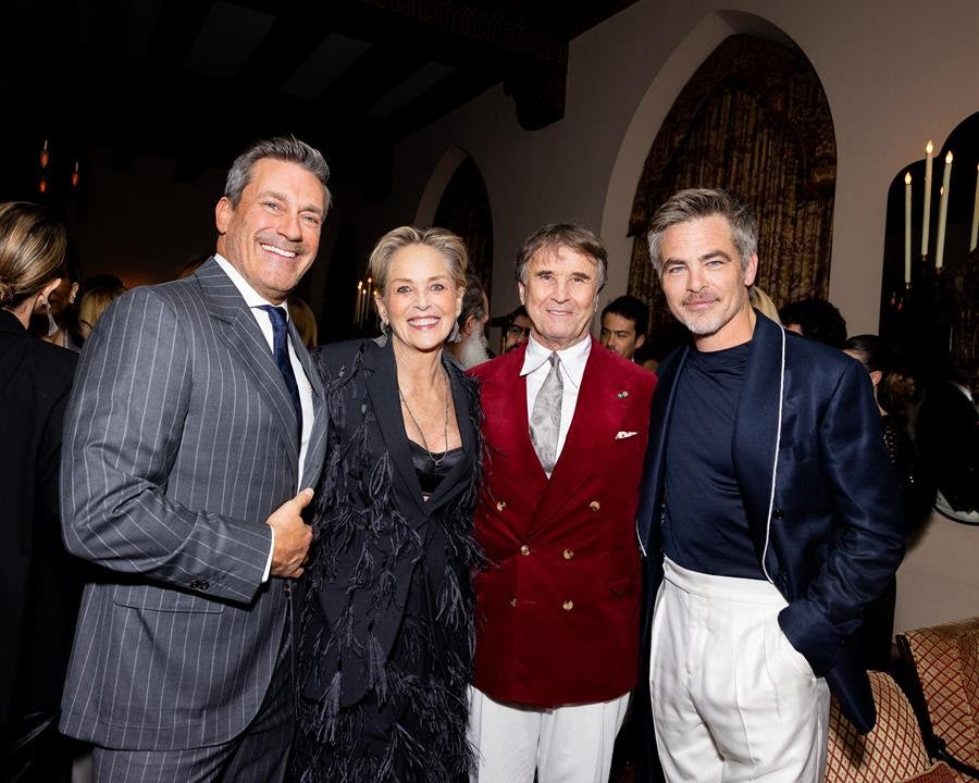 Jon Hamm, Sharon Stone, Brunello Cucinelli and Chris Pine (Source: BFA for Brunello Cucinelli)