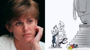 June 22, 2000 (American Association of Editorial Cartoonists) -- Minneapolis, MN--This Picture-- (head shot) Ann Telnaes is one of the few female editorial cartoonists in the nation. She works for the L.A. Times Syndicate.(Photo By RITA REED/Star Tribune via Getty Images)