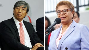 Patrick Soon-Shiong and Karen Bass