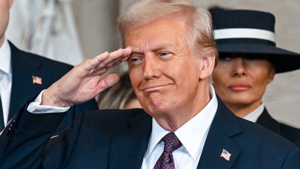 Donald Trump is sworn in as the 47th President of the United States on Jan. 20, 2025. (Credit: Kenny Holston/The New York Times/AFP via Getty Images)