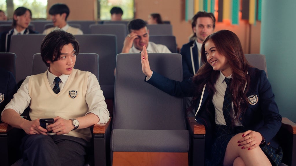 Sang Heon Lee as Min Ho Moon and Anna Cathcart as Kitty Song Covey in "XO, Kitty." (Credit: Netflix)