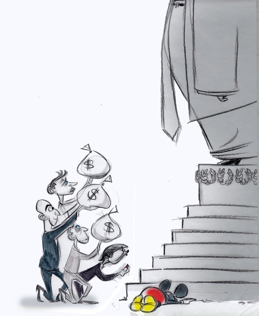 A rough draft of Ann Telnaes' scrapped cartoon (Credit: Ann Telnaes/Substack)