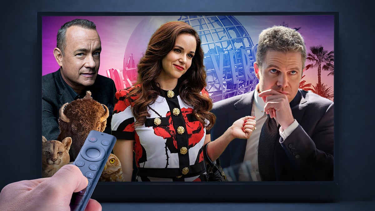 "The Americas" narrator Tom Hanks, "Grosse Pointe Garden Society" star Melissa Fumero and "Suits LA" star Stephen Amell. The shows anchor NBC's new Sunday night lineup. (Christopher Smith/TheWrap)