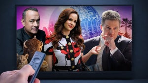 "The Americas" narrator Tom Hanks, "Grosse Pointe Garden Society" star Melissa Fumero and "Suits LA" star Stephen Amell. The shows anchor NBC's new Sunday night lineup. (Christopher Smith/TheWrap)