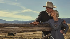 Harrison Ford as Jacob Dutton and Helen Mirren as Cara Dutton in "1923" (Credit: James Minchin III/Paramount+)