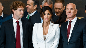 Meta CEO Mark Zuckerberg (L), Lauren Sanchez (C) and partner of Amazon founder Jeff Bezos, attend the inauguration of Donald Trump as the 47th president of the United States in the Rotunda of the US Capitol in Washington, DC, on January 20, 2025. Trump takes office for his second non-consecutive term as the 47th president of the United States. (Photo by Kenny Holston/The New York Times / POOL / AFP) (Credit: Kenny Holston/The New York Times/Pool/AFP via Getty Images)