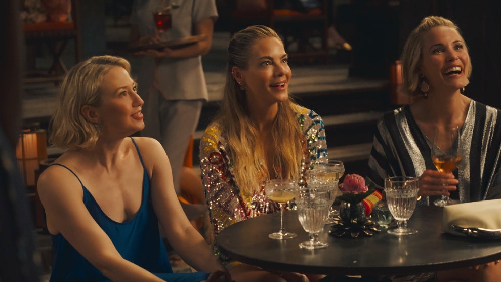 Carrie Coon, Michelle Monaghan and Leslie Bibb in "The White Lotus" Season 3, Episode 2. (Credit: Fabio Lovino/HBO)