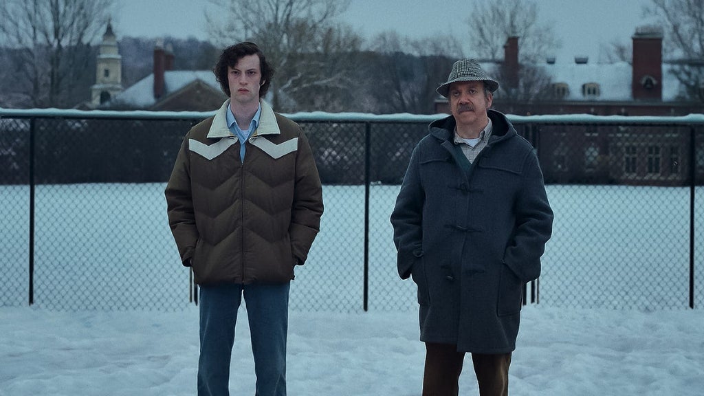 Dominic Sessa and Paul Giamatti in "The Holdovers."