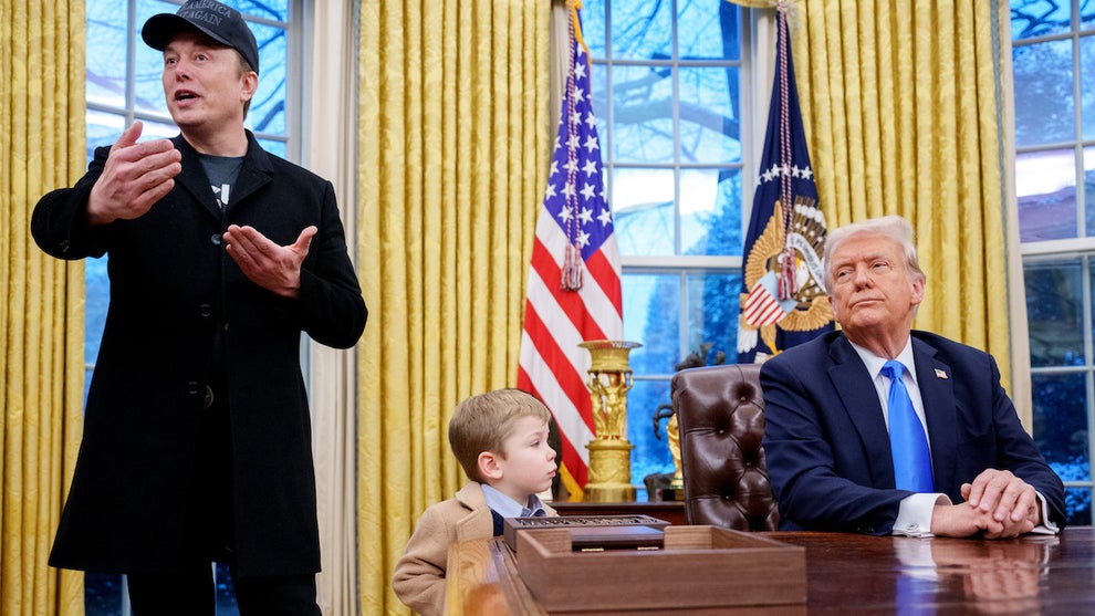 Elon Musk address the press in the Oval Office with Donald Trump (Credit: Andrew Harnik/Getty Images)