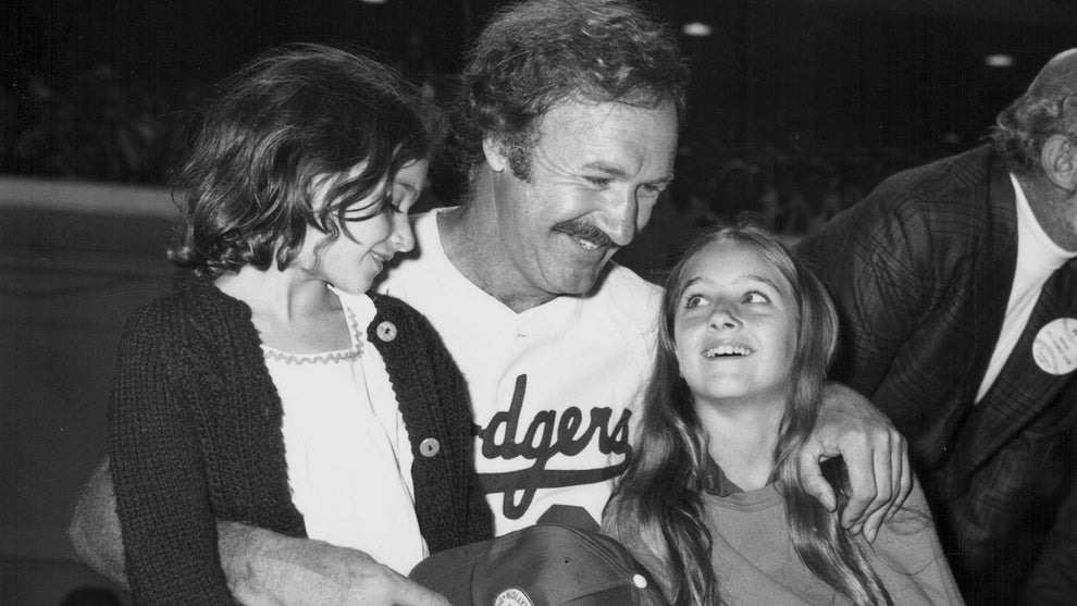 Gene Hackman and his daughters attending a celebrity baseball game in Hollywood, circa 1975-1985. (Credit: Frank Edwards/Archive Photos/Getty Images)