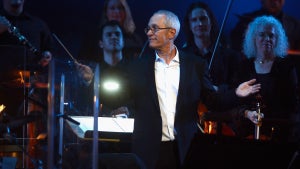 ANAHEIM, CA - JANUARY 25: Composer James Newton Howard celebrating Yamaha's 125th Anniversary Live Around the World Dealer Concert performs at the Hyperion Theater on January 25, 2013 in Anaheim, California.