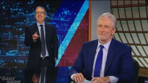 John Oliver and Jon Stewart on The Daily Show