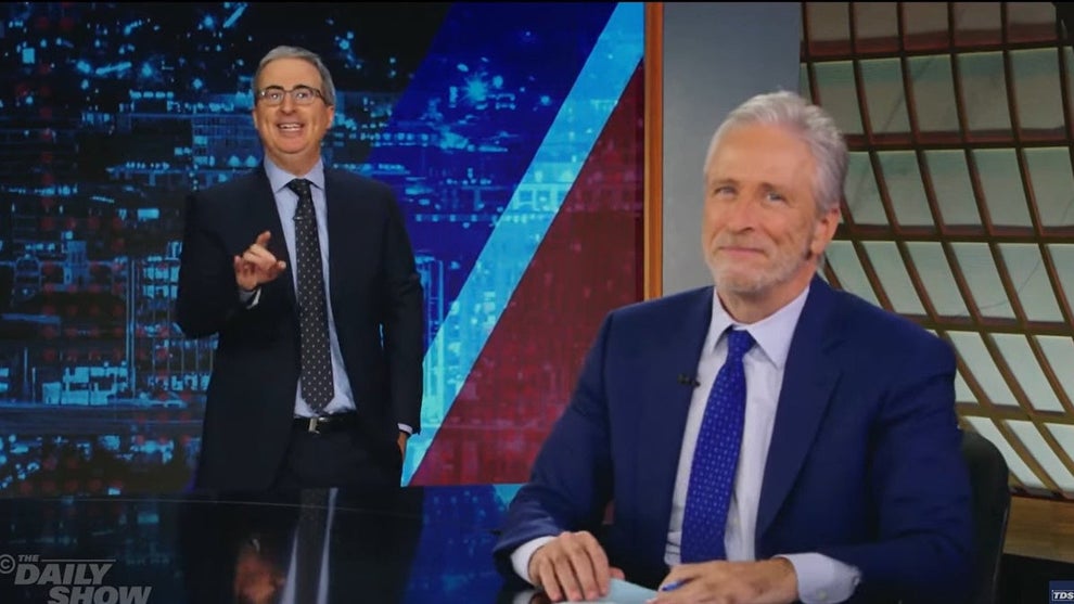 John Oliver and Jon Stewart on The Daily Show