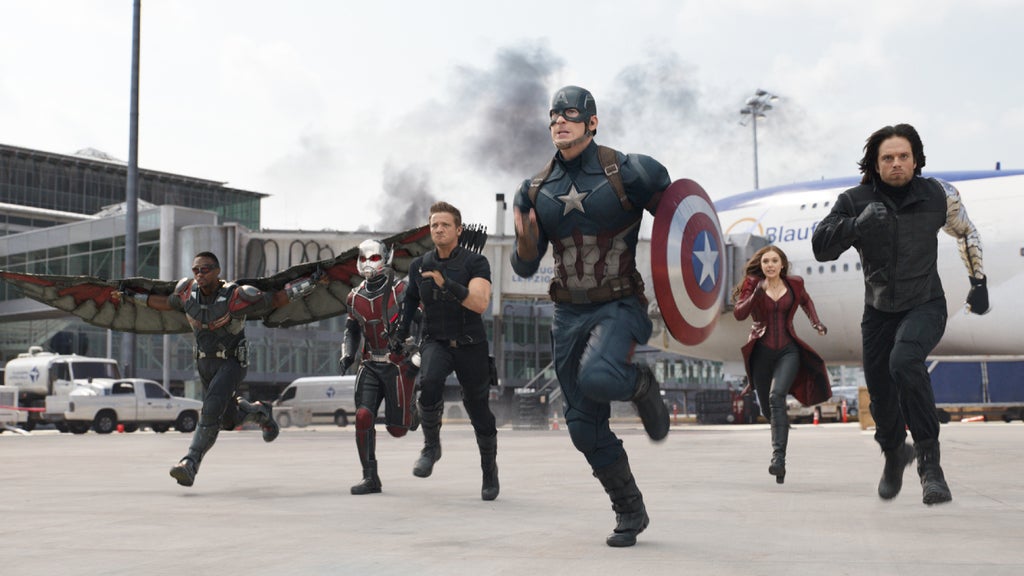 Team Cap races at an airport together in "Captain America: Civil War."