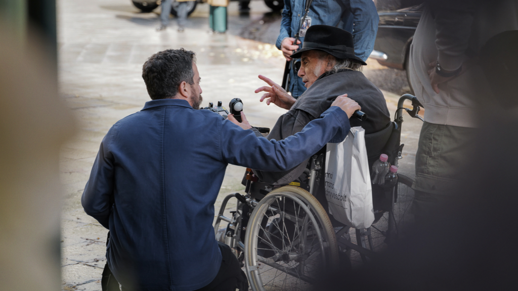Director Pablo Larrain and cinematographer Ed Lachman on the set of "Maria" (Netflix)