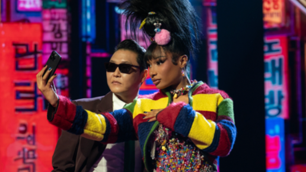 Megan Thee Stallion and Psy for "KPopped" (AppleTV+)
