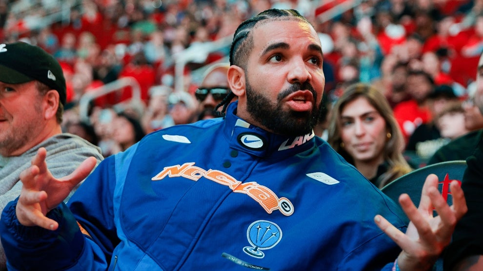 Rapper, songwriter, and icon Drake attends a game between the Houston Rockets and the Cleveland Cavaliers at Toyota Center on March 16, 2024 in Houston, Texas