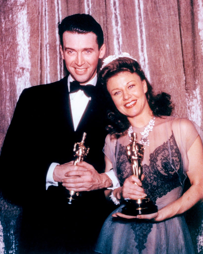 James Stewart and Ginger Rogers with their Oscars