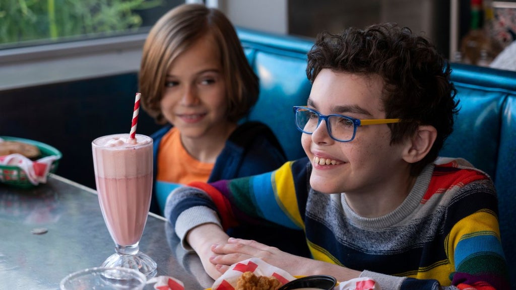 Gavin Warren as Logan and Jacob Laval as Austin in The Unbreakable Boy. Photo Credit: Alan Markfield