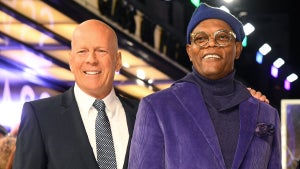 Bruce Willis and Samuel L. Jackson attend the European Premiere of "Glass" at The Curzon Mayfair on January 09, 2019 in London, England. (Dave J Hogan/Getty Images)