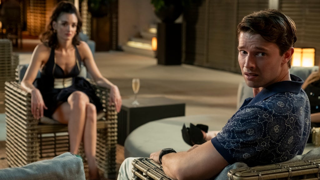 Charlotte Le Bon and Patrick Schwarzenegger in "The White Lotus" Season 3, Episode 7. (Fabio Lovino/HBO)