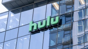 A Hulu logo on an office building.