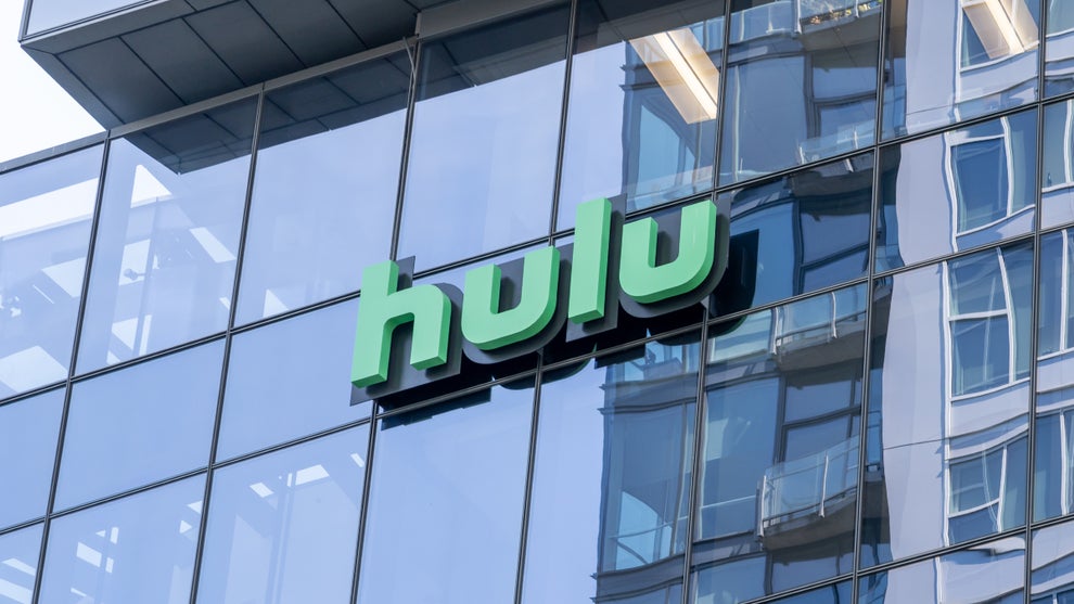 A Hulu logo on an office building.