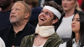 Jack Quaid Gets Increasingly Injured, Sent to the Hospital to Promote ‘Novocaine’ at LA Clippers Game
