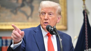 U.S. President Donald Trump speaks in the Roosevelt Room of the White House in Washington, DC, on March 3, 2025. (Credit: Roberto Schmidt/AFP via Getty Images)