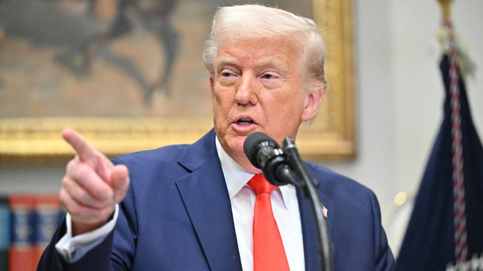 U.S. President Donald Trump speaks in the Roosevelt Room of the White House in Washington, DC, on March 3, 2025. (Credit: Roberto Schmidt/AFP via Getty Images)