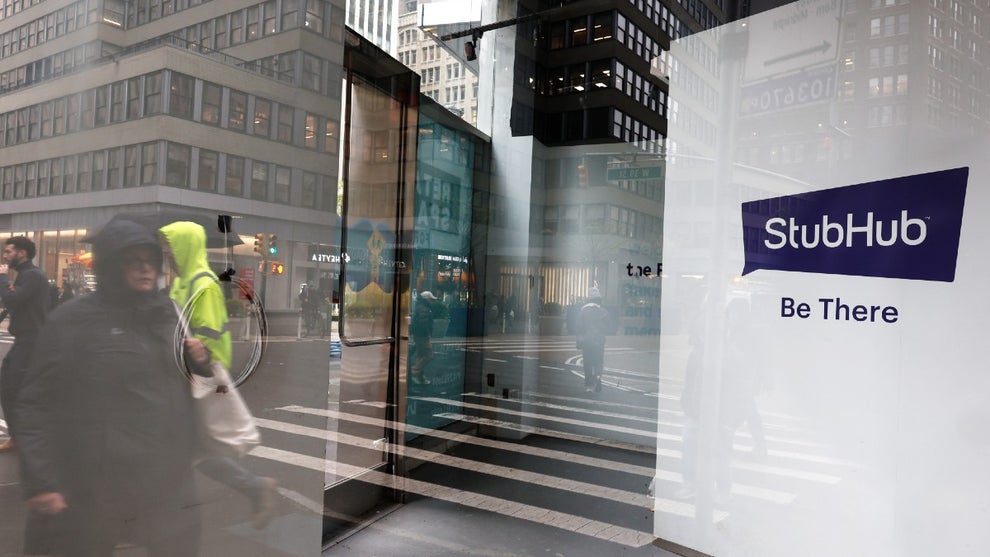 StubHub logo is as seen in a former store on April 18, 2024